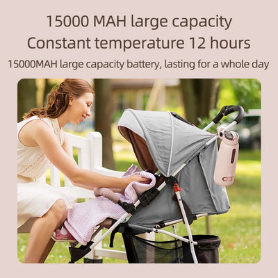 Portable Baby Milk Bottle heater Wireless 316 Food Grade Borosilicate Glass Body 15000mAh Constant 12 Hours Baby Bottle Warmer