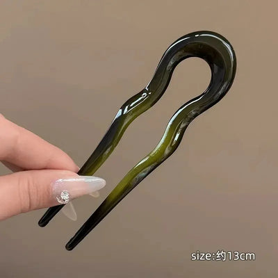 New U-Shaped Hair Fork Women Fashion Tortoiseshell Acetate Hairpin Geometric Design Headwear Hair Sticks Girl Hair Accessories
