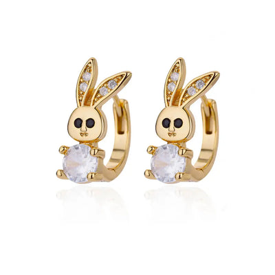 Stainless Steel Rabbit Butterfly Earrings for Women Gold Color Hoop Earrings 2024 Trending Aesthetic Jewelry pendientes mujer