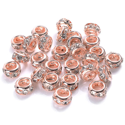 10-30pcs/lot Rhinestone Spacer Beads Round Gold Silver Metal Czech Crystal Beads for Jewelry Making DIY Bracelets Accessories