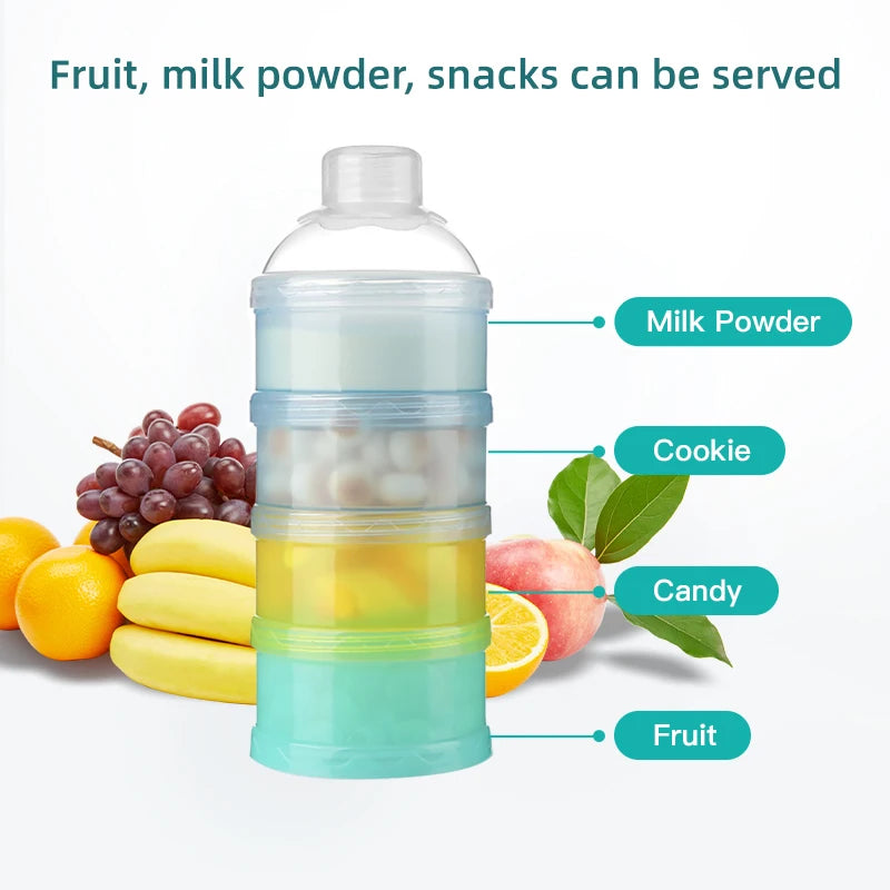Baby Feeding  Portable 4 Layer Milk Powder Storage Box Fruit Snacks Candy Food Container