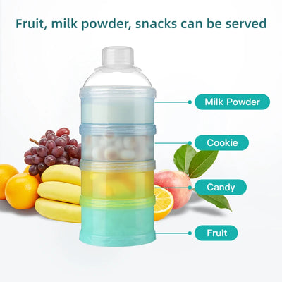 Baby Feeding  Portable 4 Layer Milk Powder Storage Box Fruit Snacks Candy Food Container