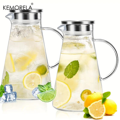 1/2Pcs Water Jug Transparent Heat-Resistant Glass Cold Water Kettle And Cups Water Pot With Handle Large Capacity Household Jug