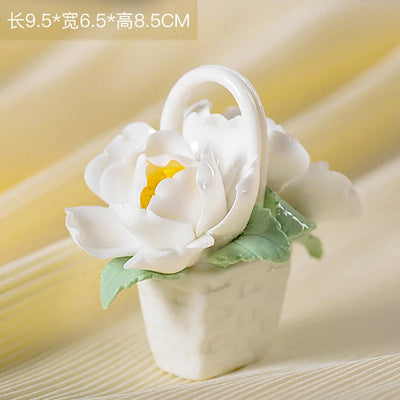 Ceramic Simulation Flower Basket Ornaments Handmade Mini Flower Basket Creative Coffee Table Living Room Table Decorations