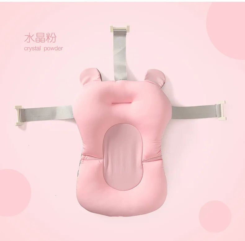 Baby Bath Seat Support Mat Foldable Baby Bath Tub Pad & Chair Newborn Bathtub Pillow Infant Anti-Slip Soft Comfort Body Cushion