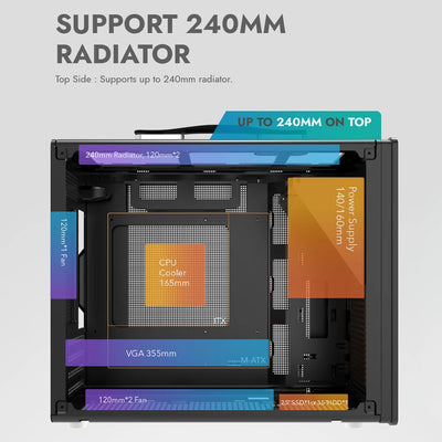 DarkFlash WD200 Portable Handheld Case M-ATX / ITX Motherboard USB3.0 Type-C Cabinet Wood Edition PC Case Diy Gaming Computer