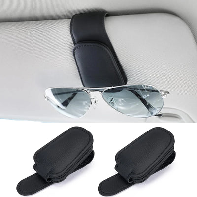 MAGNETIC LEATHER CAR SUNGLASS HOLDER CLIP FOR VISOR – EYEGLASS HOLDER TRUCK ACCESSORY FOR MEN & WOMEN