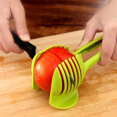 STAINLESS STEEL HANDHELD FRUIT & VEGETABLE SLICER – ORANGE, LEMON, TOMATO, ONION CUTTING CLIP