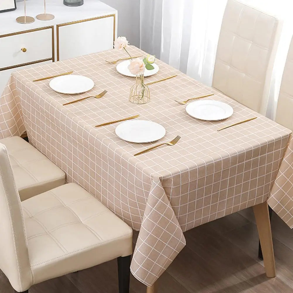 Nordic Style Grid Printed Household Waterproof  Oil Resistant Dining Table Cloth Table Cover Party Decoration Rectangular