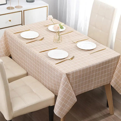 Nordic Style Grid Printed Household Waterproof  Oil Resistant Dining Table Cloth Table Cover Party Decoration Rectangular