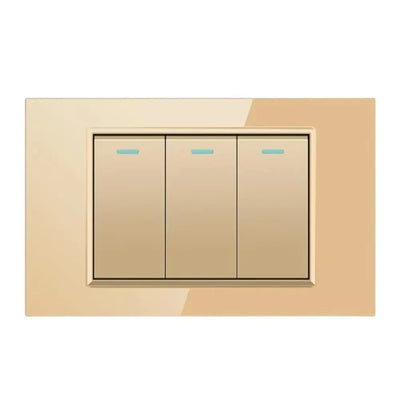Shawader Electric Power Wall Switch Brazil US Mexico Glass Panel 118 Jack Three Position Outlet Home Office Kitchen 1/2/3/4Gang