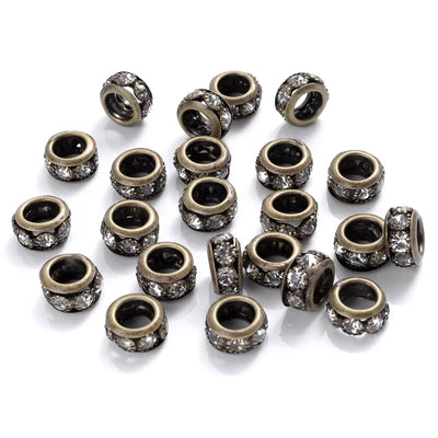 10-30pcs/lot Rhinestone Spacer Beads Round Gold Silver Metal Czech Crystal Beads for Jewelry Making DIY Bracelets Accessories