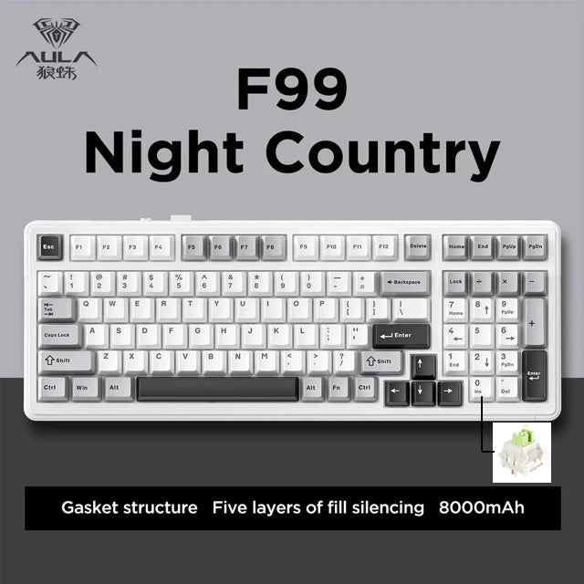 2025 Aula F99 Gaming Mechanical Keyboard Three Mode 2.4g Wireless Bluetooth Wired Hot Swap PBT Gasket RGB For PC Laptop Gamer
