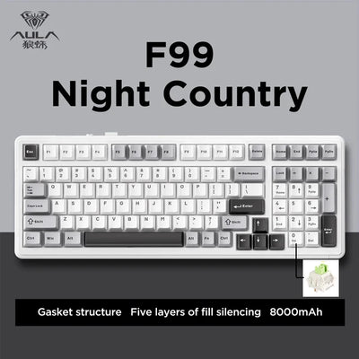 2025 Aula F99 Gaming Mechanical Keyboard Three Mode 2.4g Wireless Bluetooth Wired Hot Swap PBT Gasket RGB For PC Laptop Gamer