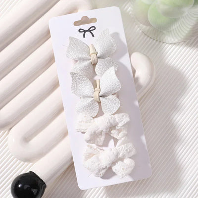 4Pcs/set Butterfly Hair Clip Set for Girls Double Layered Bow Cute Bangs Hair Pin Cotton Safe Kids Baby Hair Accessories Set