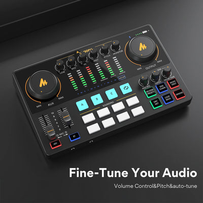 Maono AME2 Audio Interface Sound Card DJ Mixer All in One Portable Podcast Studio for Recording,Live Streaming,Youtube,Guitar,PC