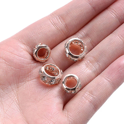 10-30pcs/lot Rhinestone Spacer Beads Round Gold Silver Metal Czech Crystal Beads for Jewelry Making DIY Bracelets Accessories