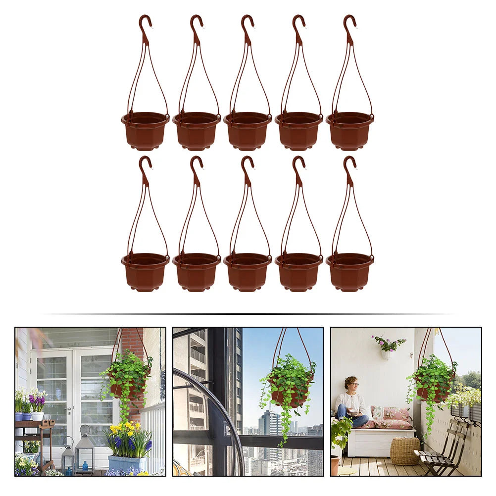10 Sets Strawberry Deck Railing Plastic Hanging Pot Flowerpot Flowers Container Supplies