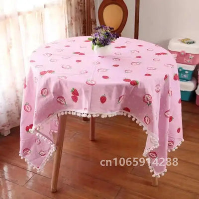 2023 Girls Hot Pink Tablecloth Ins Cute Plaid Desk Cloth Dormitory Computer Wallpaper Mat New Kawaii Room Decoration Table Cover