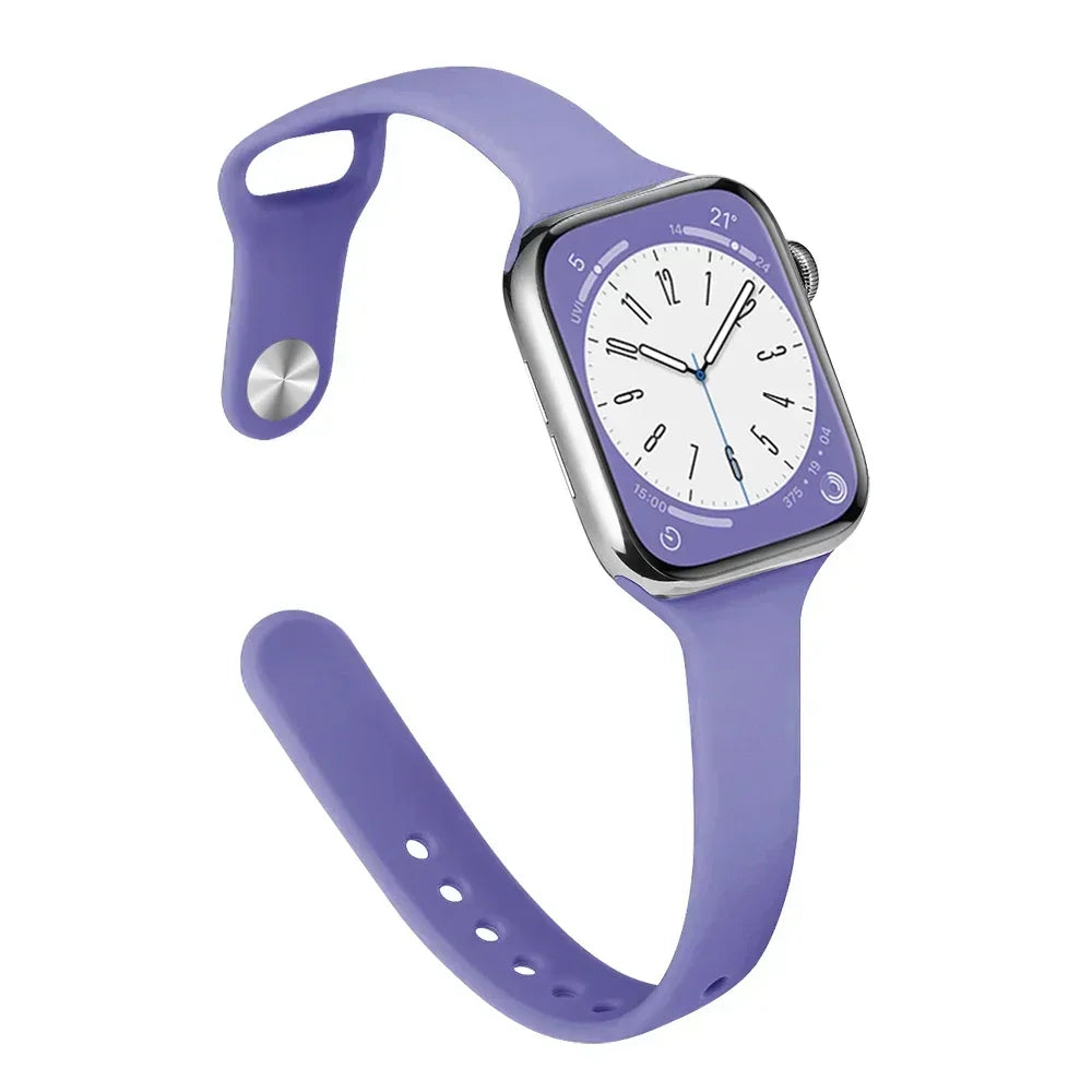 Slim Silicone Strap For Apple Watch Band 45mm 44mm 40mm 41mm 42-38mm sport bracelet iwatch series 8 7 se 3 4 5 6 9 ultra 2 49mm