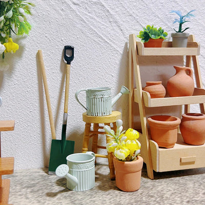 1:12 Dollhouse Miniature Alloy Watering Can Mini Lace-less Sprinkler Garden Scene Decor Toy Model DIY Doll House Accessories