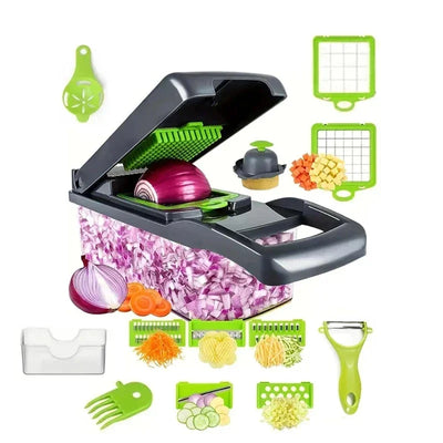 16 in 1 Multifunctional Vegetable Chopper Onion Chopper Handle Food Grid Food Chopper Kitchen Vegetable Slicer Dicer