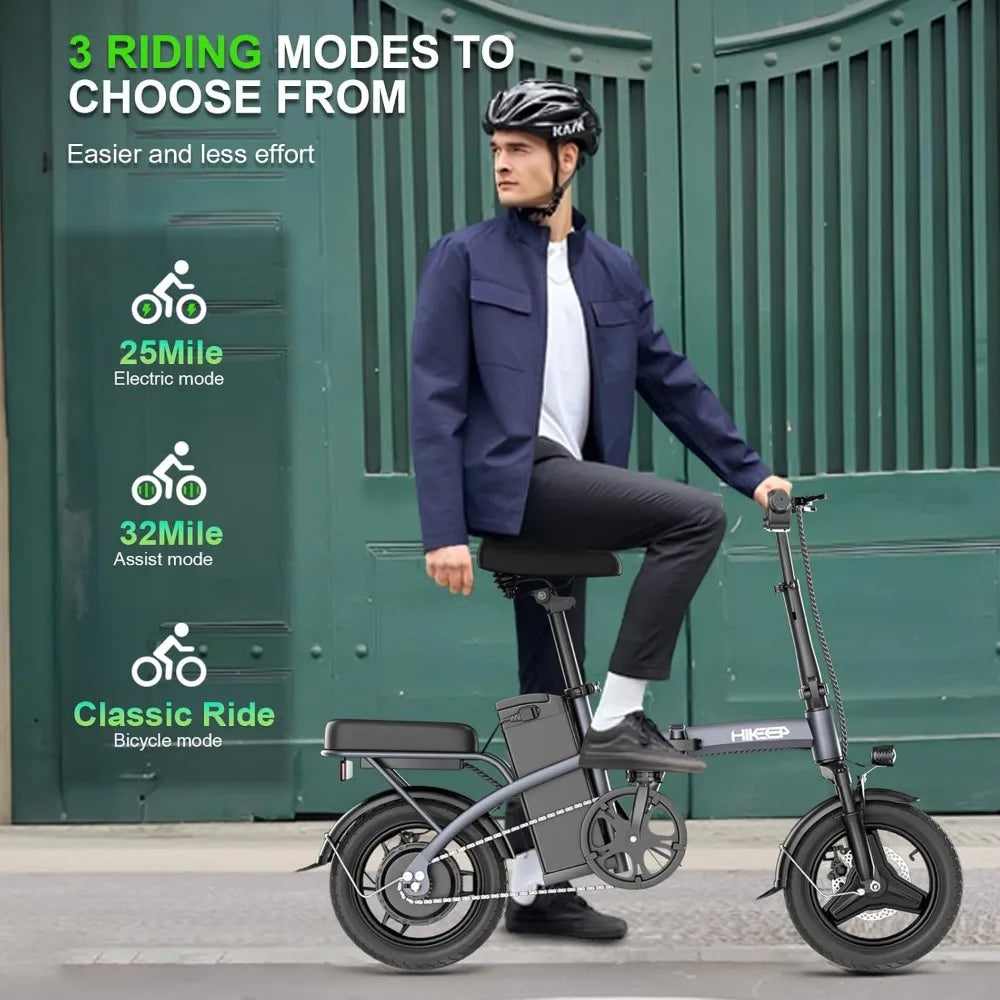FOLDING ELECTRIC BIKE FOR ADULTS – 14” TIRE, 400W (PEAK 600W) MOTOR, 22MPH, MULTI-SHOCK ABSORPTION, ADJUSTABLE DESIGN