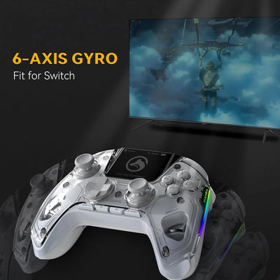 Screen Interactive Wireless Gaming Controller for iOS/Android/Switch/PC  Hall Effect Stick RGB Light 1800mAh with Charging Dock