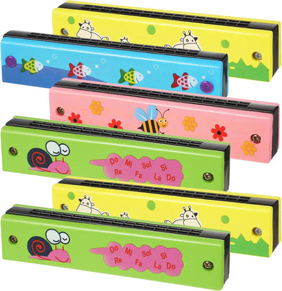2pcs Wooden Harmonica Musical Instrument Play 16-Hole Harmonicas Parent-Child Puzzle Early Education Toy Gift for Kids Children