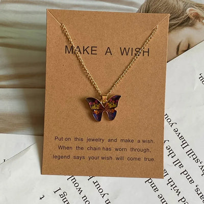 Fashion Romantic Butterfly Necklace for Women Girl Blue White Orange Color Animial Design Choker Neck