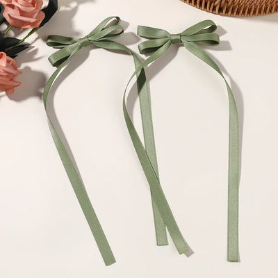 2pcs 2025 New Cute Ribbon Bow Headband Long Tassel Hair Clip Women's Hair Accessories Girls Party Headwear Side Clips Wholesale
