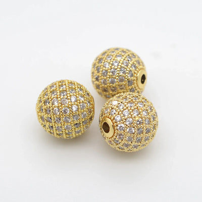 Beads for Jewelry Making Gold Silver Color Accessories Paved Zircon Spacer Bead String Beaded Diy Necklace Bracelet Chain Charms