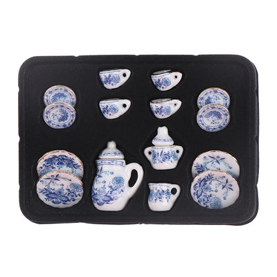 9type 1Set 1/12 Dollhouse Miniature Accessories Mini Ceramic Tea Set Simulation Kettle Plate Cup Model Toy Doll House Decoration