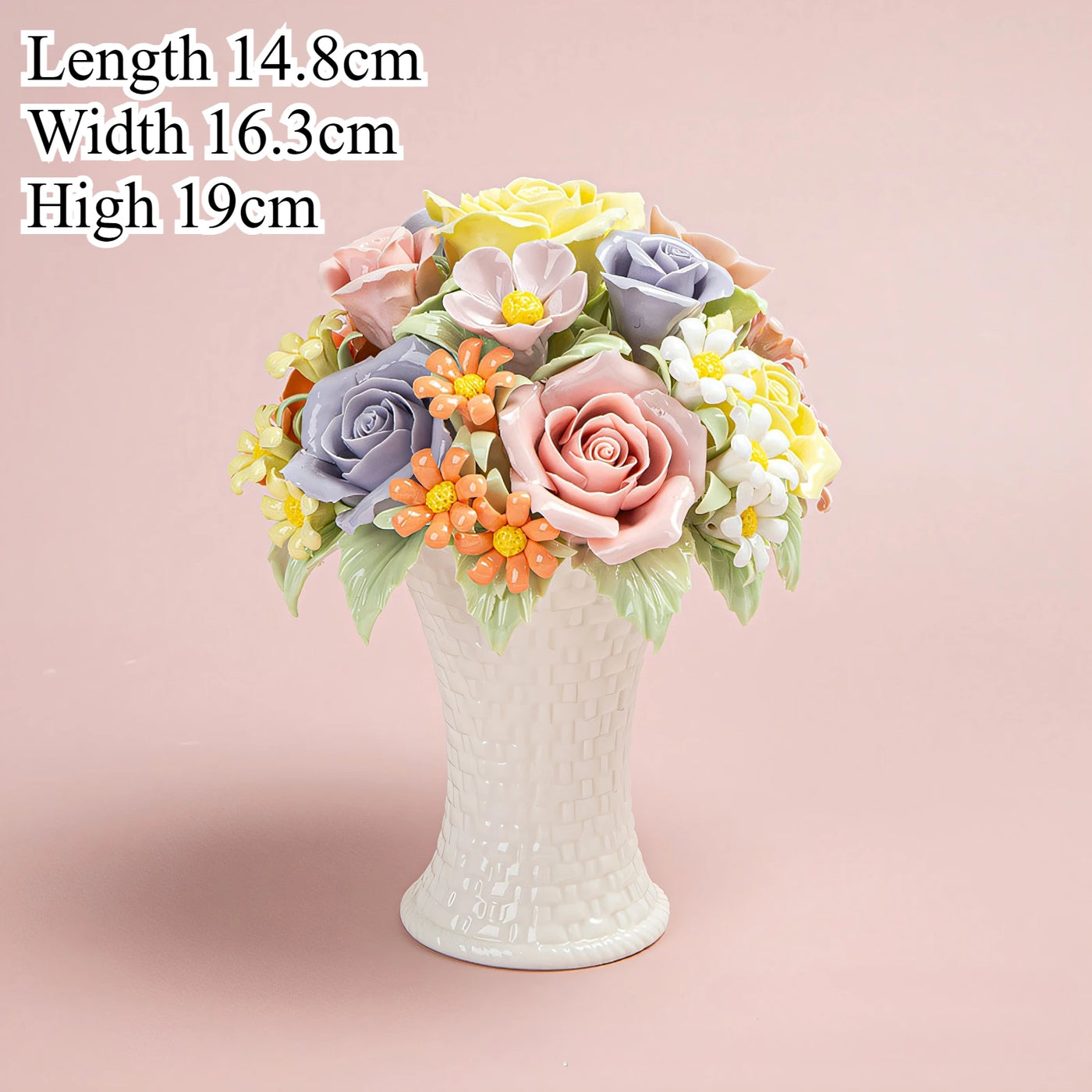 Handmade Ceramic Flowers Ornament Handheld Flower Intangible Cultural Heritage Ceramic Lily Rose Flowers Home Desk Decoration