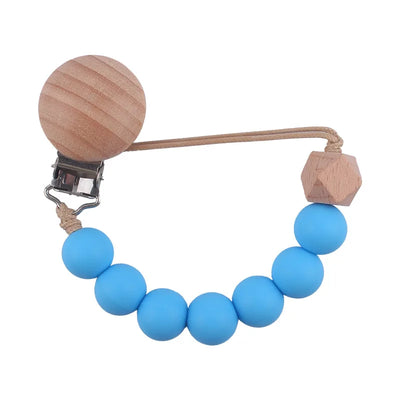 New Baby Products Made of Beech Wood Pacifier Clip To Soothe Silicone Bite Grind Teeth Angle Pacifier Chain Baby Toys Bebes