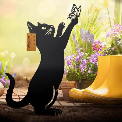 Cat Ground Stake Ornament Ground Plug Outdoor Garden Balcony Art Decoration Metal Crafts
