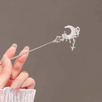 Romantic Chinese Style Women's Hair Accessories Sweet Stars Moon Gemstones Suitable for Daily Parties Fashionable Hair Needles