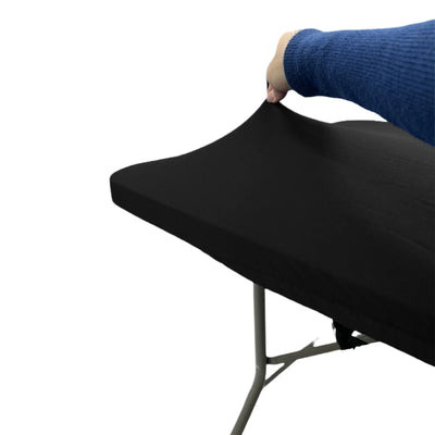 4/5/6/8ft Stretch Spandex Tablecloth White Elastic Fitted Picnic Table Covers Folding Table Cover Rectangle Wedding Table Cloth