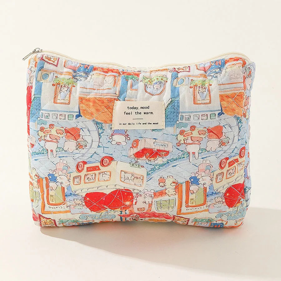 Baby Diaper Bag Cartoon Print Nappy Bag Zipper Handbag Carry Pack Travel Outdoor Diaper Storage Bag Multi Functional Storage Bag