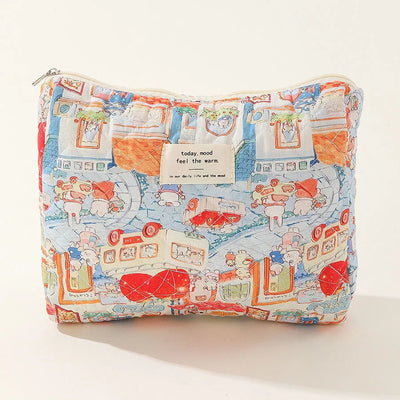 Baby Diaper Bag Cartoon Print Nappy Bag Zipper Handbag Carry Pack Travel Outdoor Diaper Storage Bag Multi Functional Storage Bag