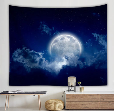 Starry sky moon night scene tapestry room art decoration background cloth home living room decoration wall hanging beach towel