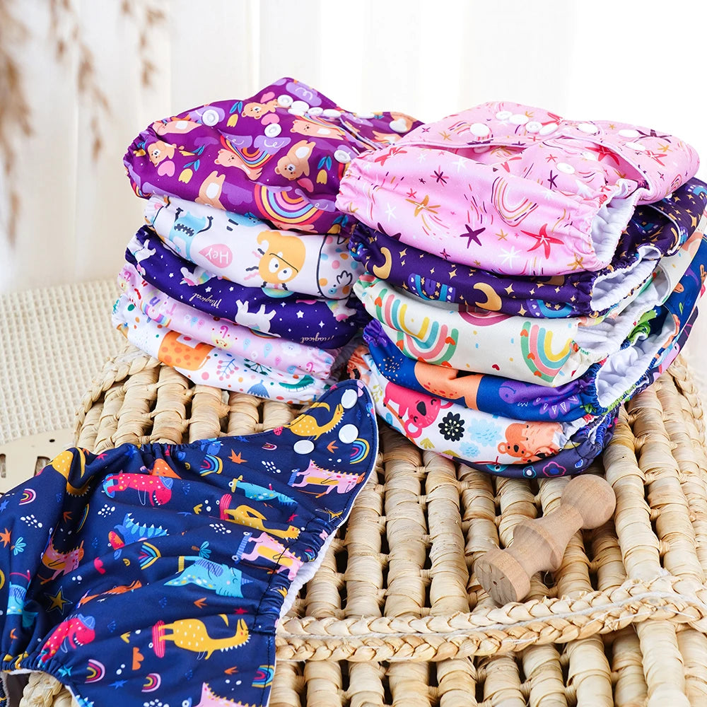 3PCS/SET NEWBORN BABY CLOTH DIAPERS REUSABLE WATERPROOF ECO-FRIENDLY ADJUSTABLE SUEDE CLOTH POCKET DIAPER
