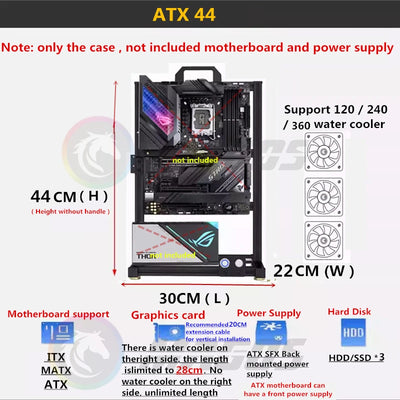 MOD Open PC Case Frame ITX MATX ATX EATX Gamers Cabinet DIY Water Cooler Desktop Computer Aluminum Creative Tower Gaming