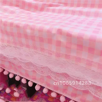 2023 Girls Hot Pink Tablecloth Ins Cute Plaid Desk Cloth Dormitory Computer Wallpaper Mat New Kawaii Room Decoration Table Cover