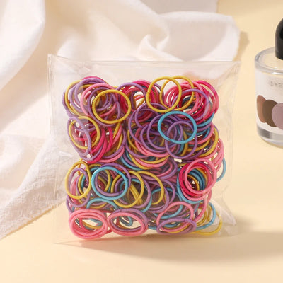 100Pcs/bag Girls Colorful Hair Bands Set Nylon Elastic Rubber Band Baby Ponytail Holder Scrunchies Kids Hair Accessories