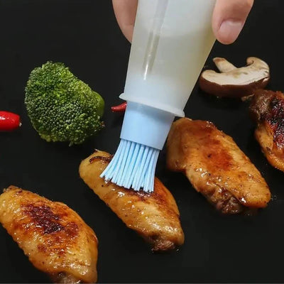 1PC Silicone Oil Bottle Brush Oil Dispenser Bottle With Barbecue Brush Portable Outdoor BBQ Accessories Kitchen Baking Gadgets