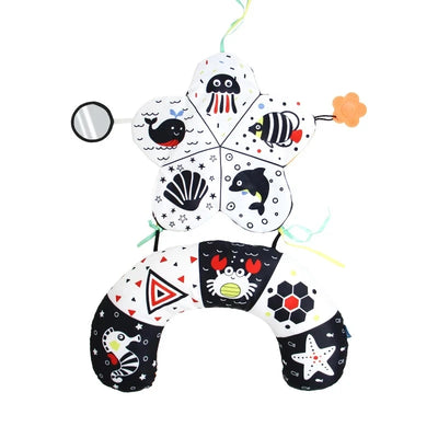 Baby Tummy Time Pillow Toys Black and White High Contrast Baby Toys Montessori Sensory Toy for Babies Newborn Infants 0-6 Months