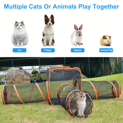 6-IN-1 PORTABLE OUTDOOR CAT ENCLOSURE TUNNEL – MESH PLAYHOUSE & PLAYPEN FOR INDOOR CATS