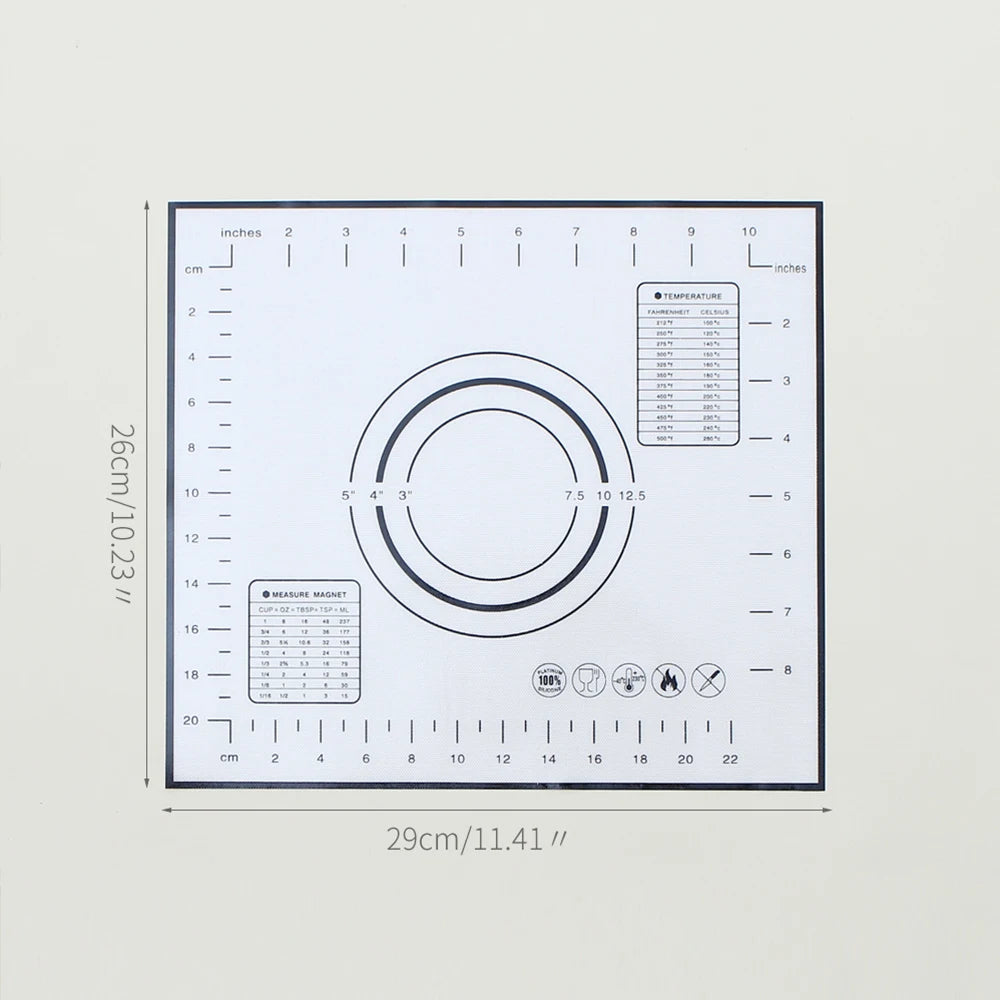 Silicone Baking Mat with Measurement Non Stick Non Slip Dough Rolling Fondant Pastry Mat Pie Crust Pizza Cookies Baking Tools