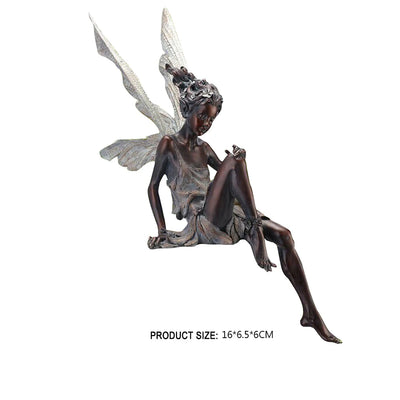 Flower Fairy Sculpture Garden Landscaping Yard Art Ornament Resin Turek Sitting Statue Outdoor Angel Figurines Craft Decoration